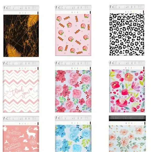 10 assorted poly mailers 10x13 and 10 thank you stickers - Picture 2 of 7